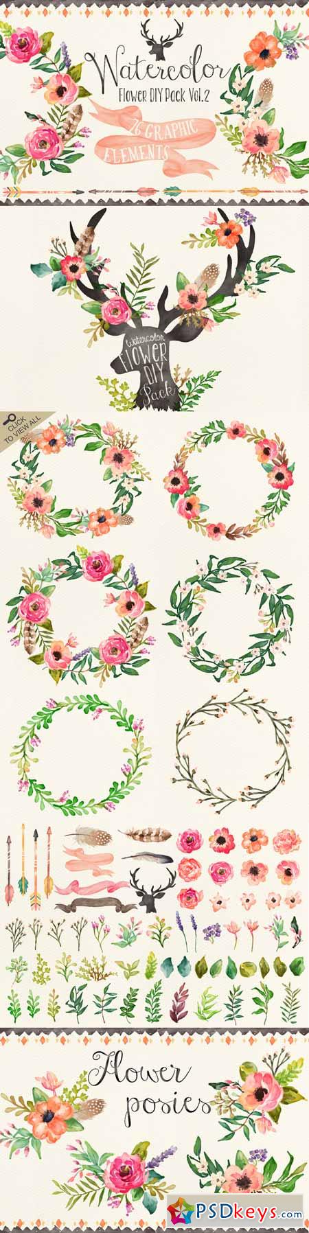 Watercolor flower DIY pack Vol.2 90995