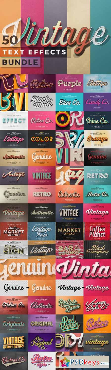 50 Vintage Text Effects Bundle 200892