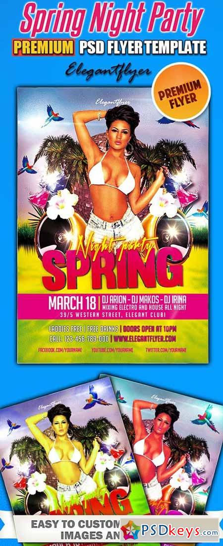 Spring Night Party Premium Club flyer PSD Template