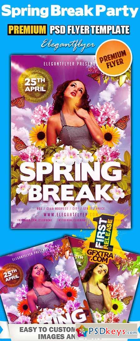 Spring Break Party PSD Flyer Templates + Facebook Cover
