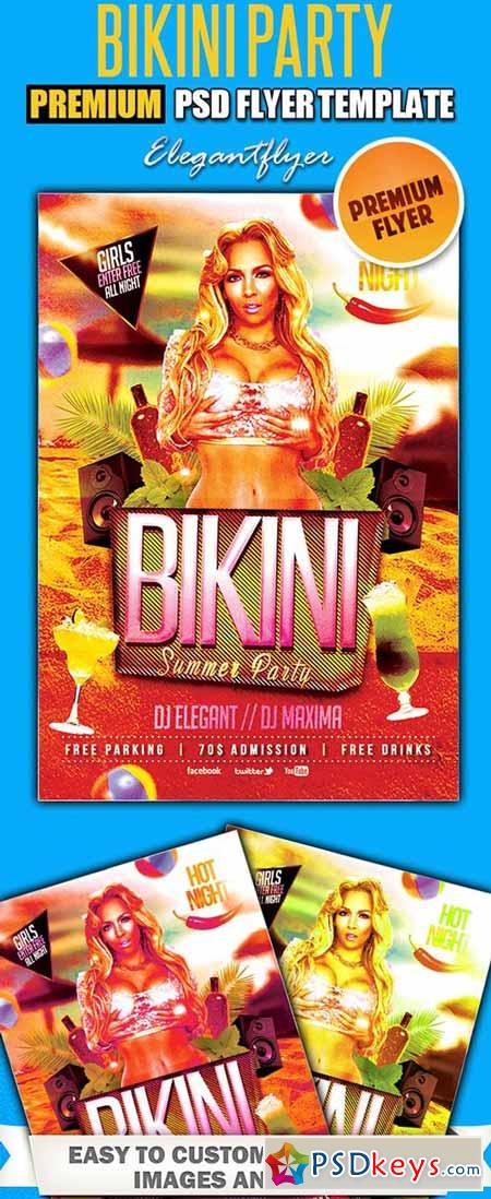 Bikini Party PSD Flyer Templates + FB Cover