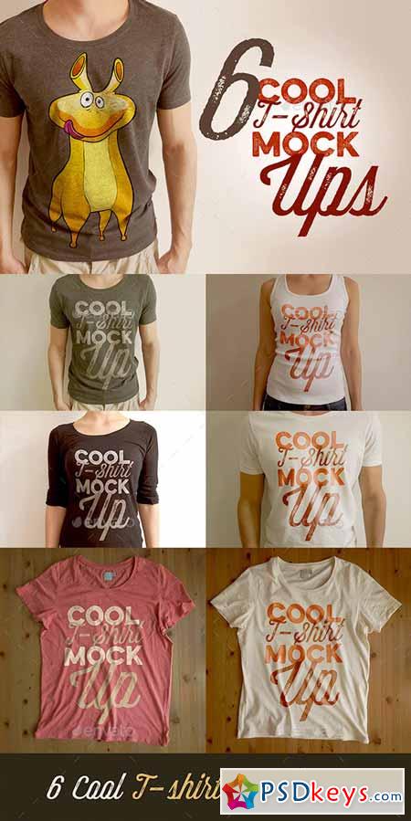 6 Retro Vintage Style T-shirt Mock-ups 10550347