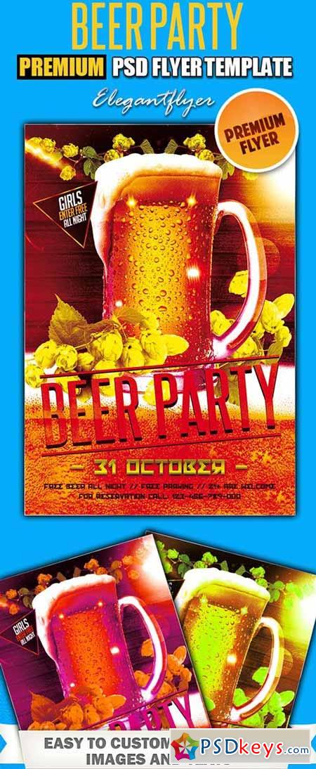 Beer Party PSD Flyer Templates + Facebook Cover