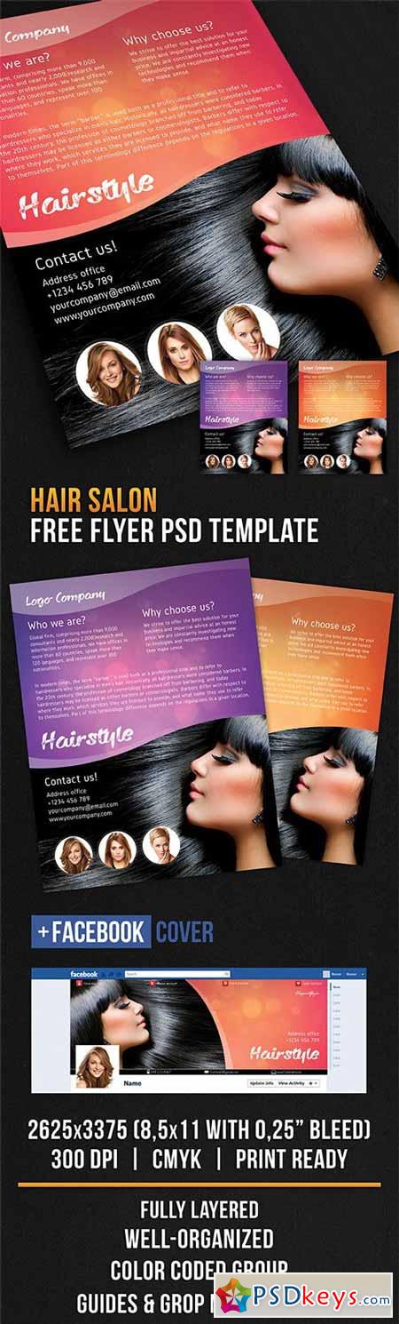 Hair Salon  Flyer PSD Template + Facebook Cover