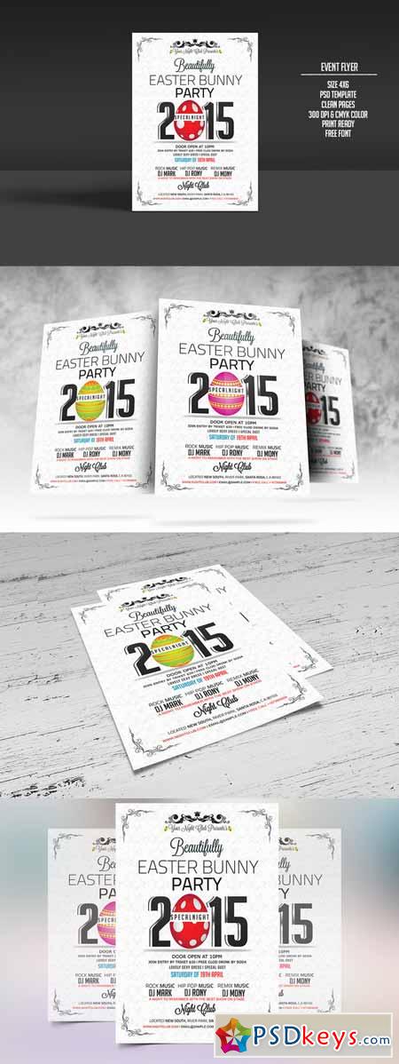 Easter Bunny Party Flyer Template 213649