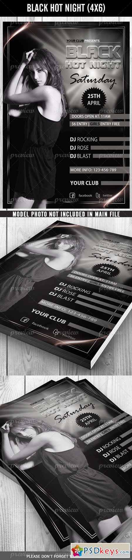 Black Hot Night Party Flyer 2615