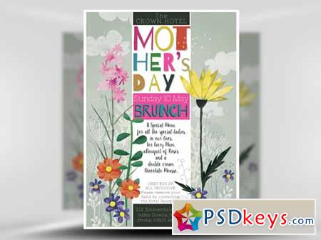 Mothers Day Watercolour Flyer Template