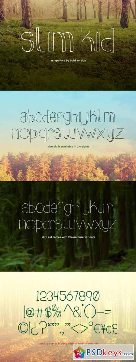 Slim kid typeface 216695