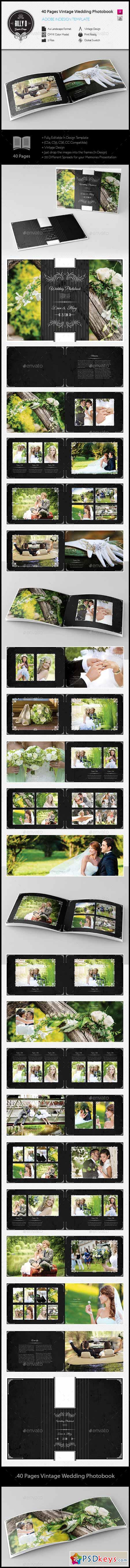 40 Pages Vintage Wedding Photobook Template 8608300