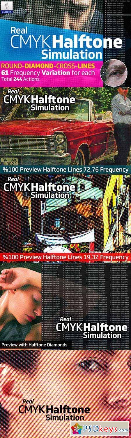 Real CMYK Halftone Simulator Actions 217387