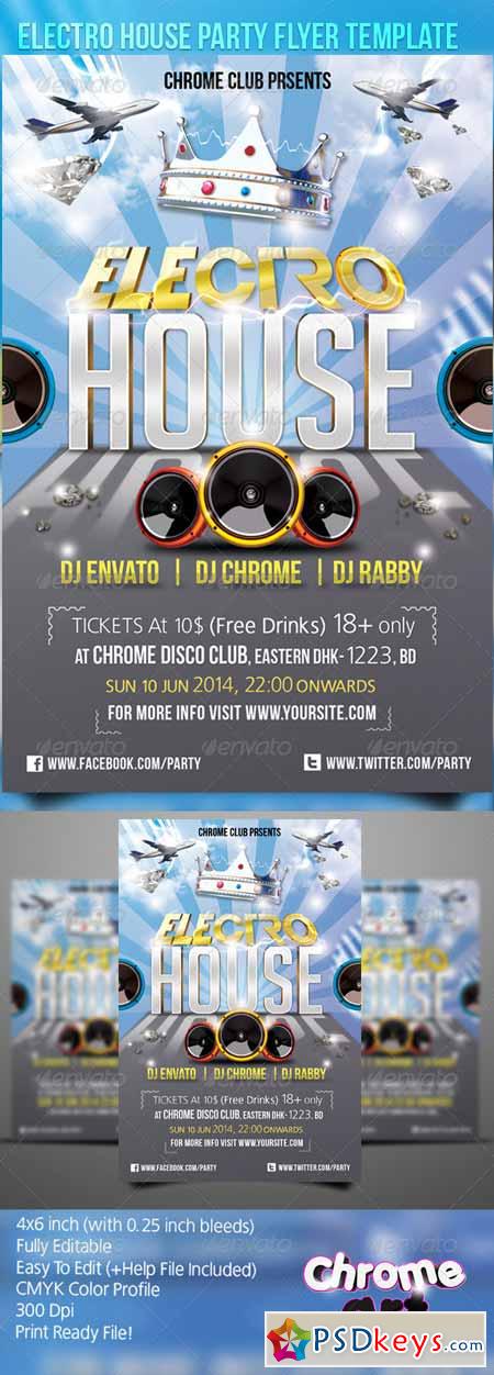 Electro House Party Flyer Template 4830944