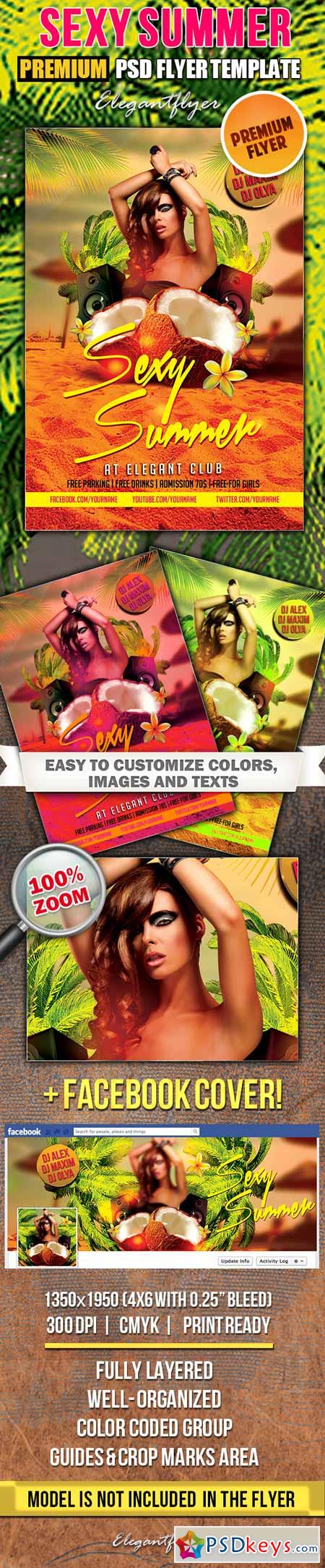 Sexy Summer Party  PSD Flyer Templates + Facebook Cover