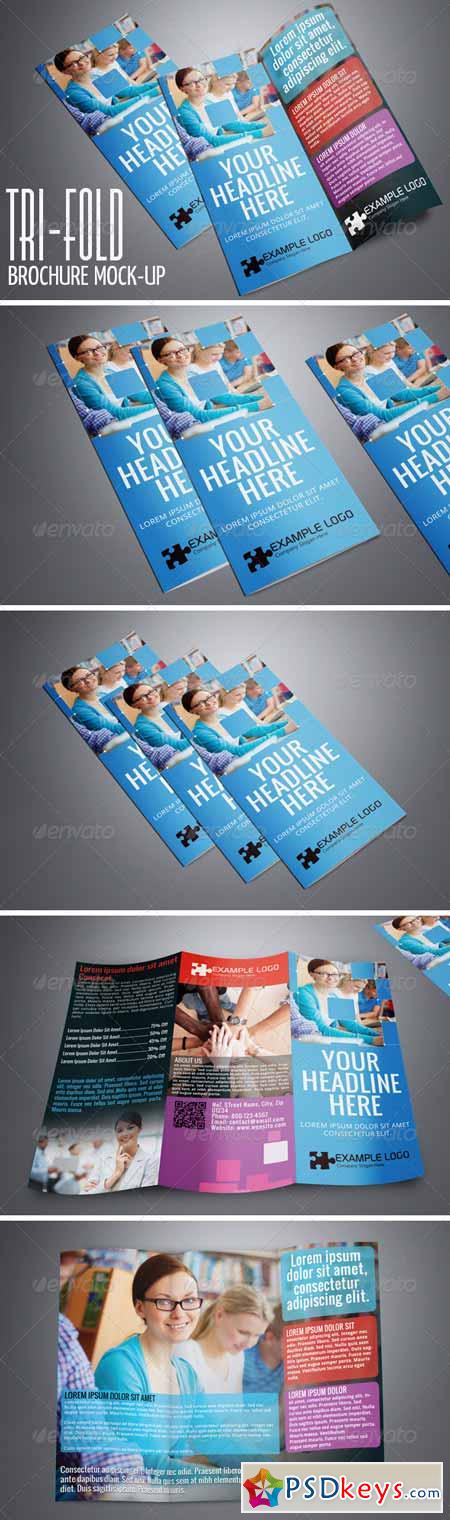 Photorealistic Tri-Fold A4 Brochure Mock-up Vol.2 4927686