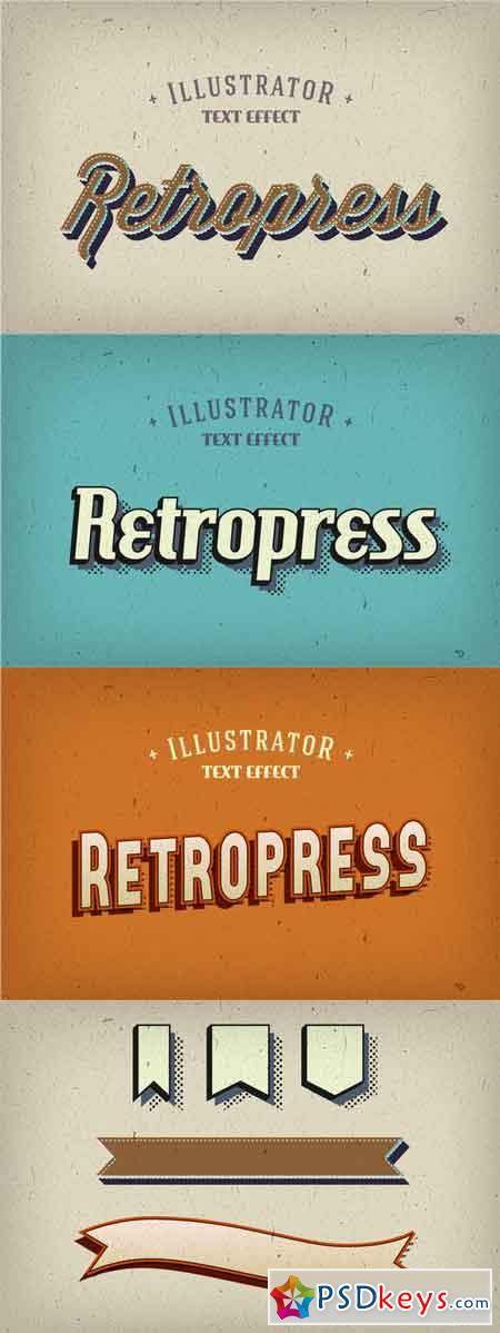 Retropress Illustrator Text Effects 223569