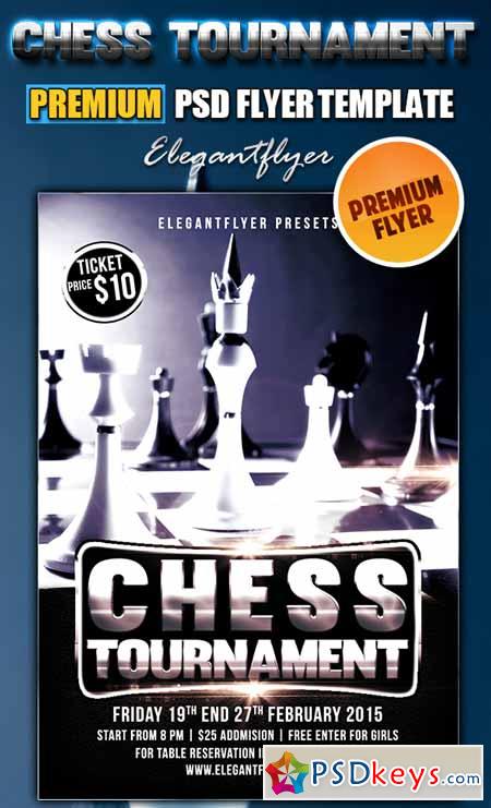 Chess Tournament  PSD Flyer Templates + Facebook Cover