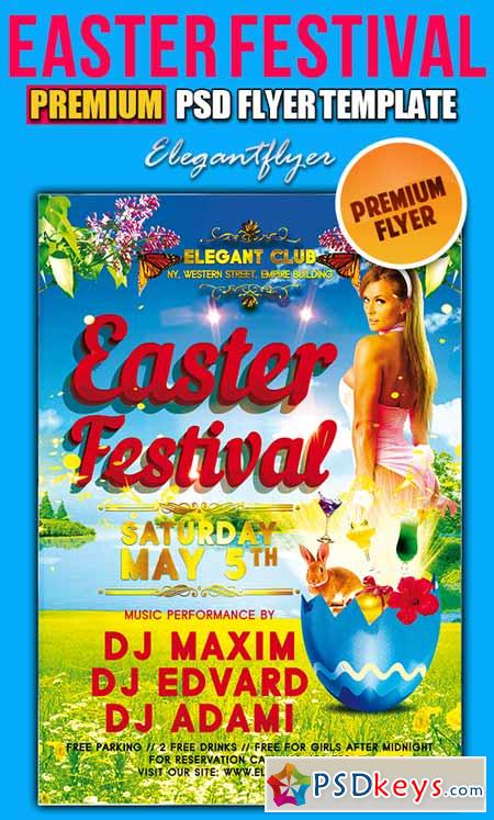 Easter Festival  PSD Flyer Templates + Facebook Cover