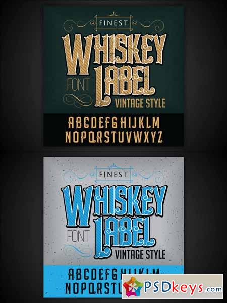 Whiskey label font and sample label 230892