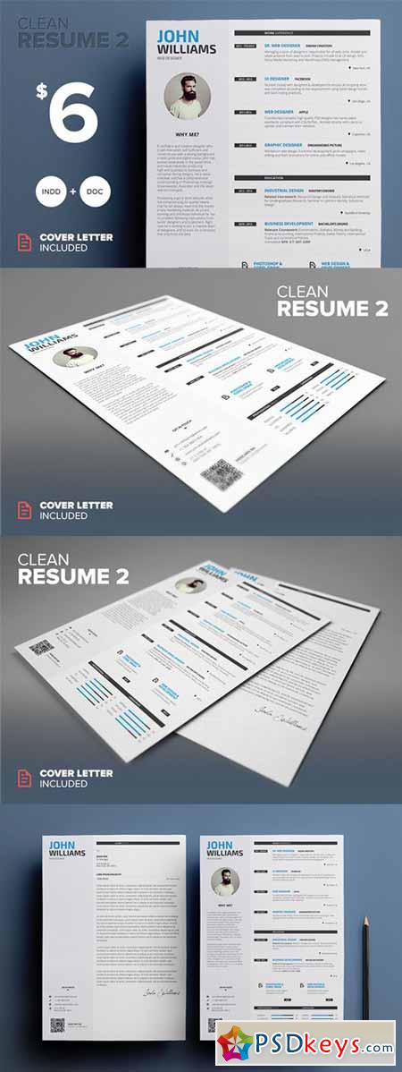 Clean Resume 2 - Word & Indesign 235243