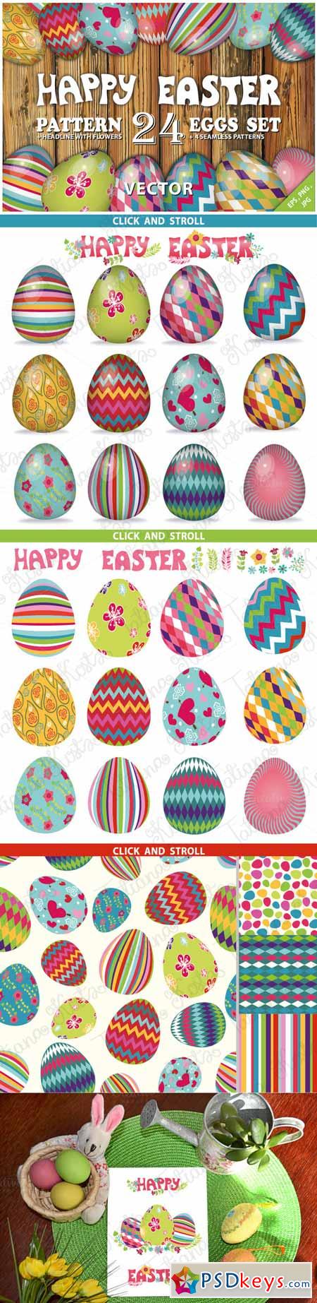 Easter pattern eggs set 01.Vector 223382