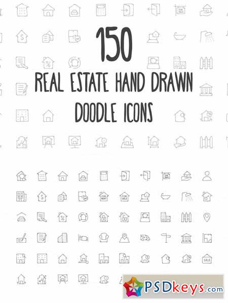 Real Estate Hand Drawn Doodle Icons 160806