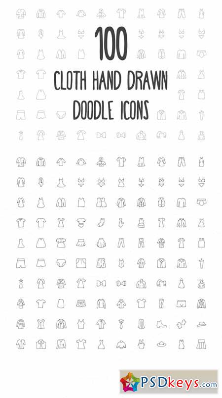 100 Cloth Hand Drawn Doodle Icons 160688