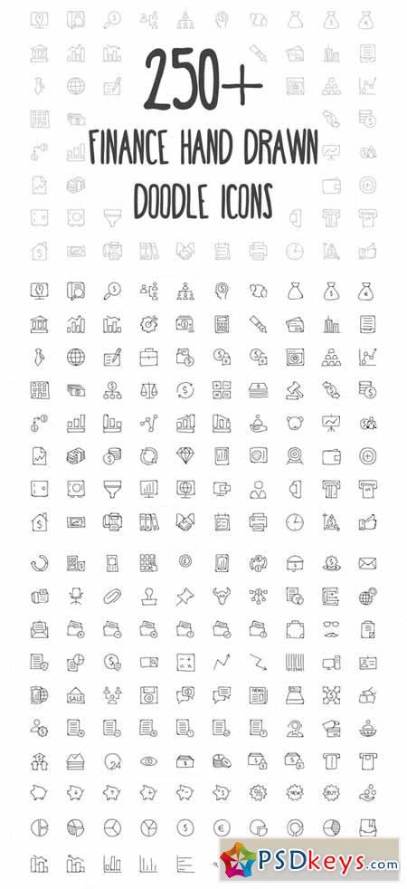 250+ Finance Hand Drawn Doodle Icons 156376