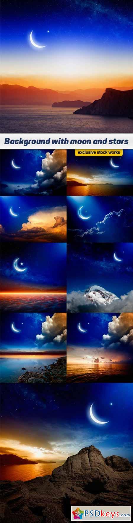 Background with moon and stars - 10 UHQ JPEG