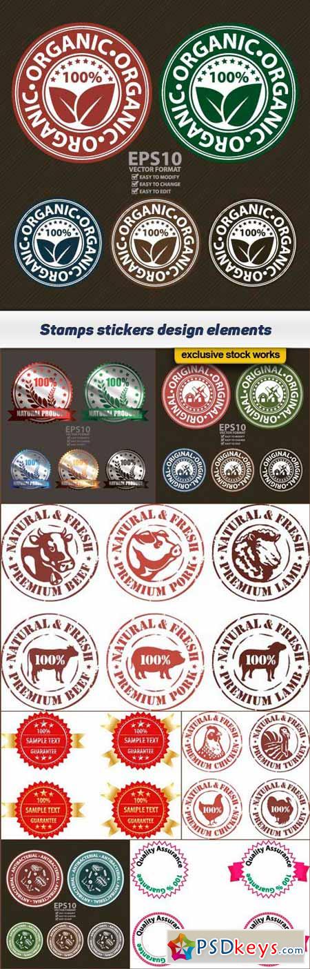 Stamps stickers design elements 8x EPS