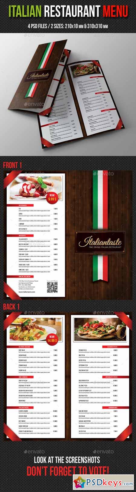 Italian Restaurant Menu Brochure 10264044