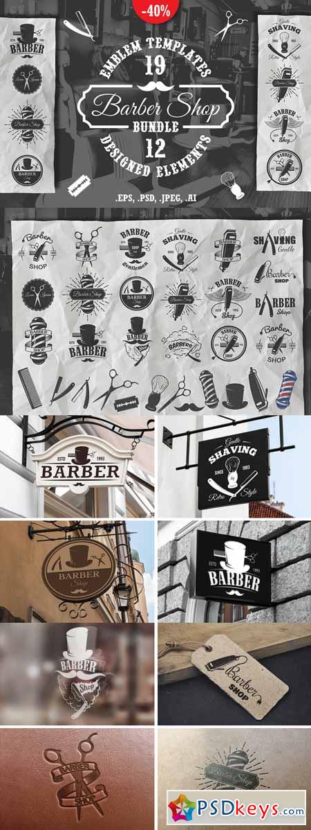 Set of vintage barber emblems 246052