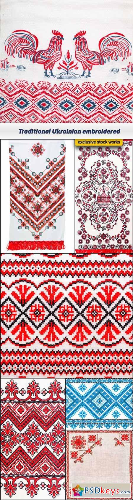 Traditional Ukrainian embroidered towel in red 7x JPEG