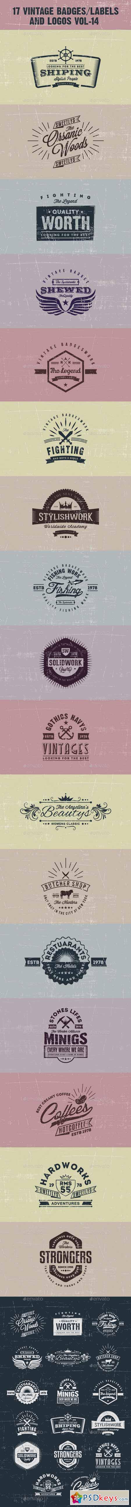 17 Vintage Badges labels and Logos Vol-14 9938664