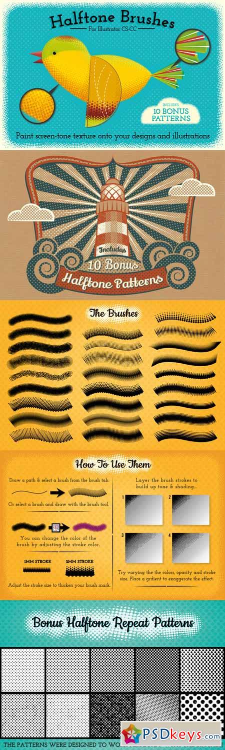 Halftone Brushes + Bonus Patterns 252580