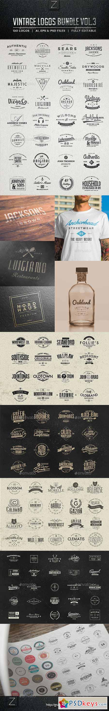 130 Vintage Logos Bundle Vol.3 11198215