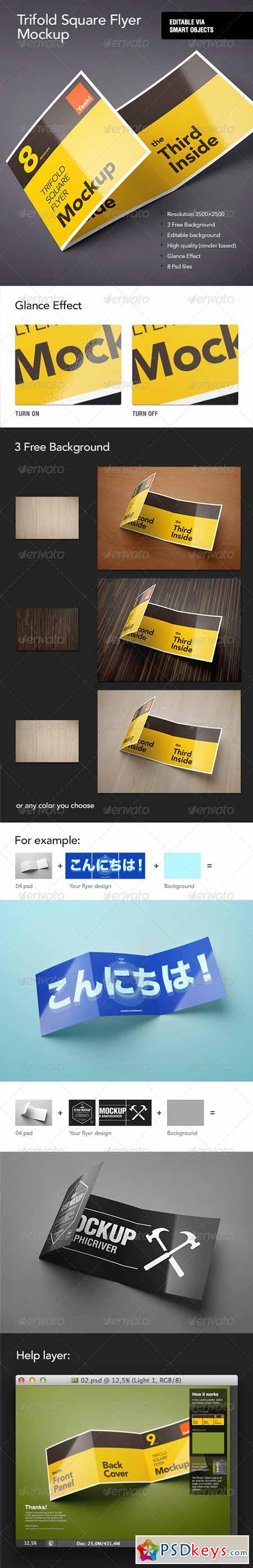 Square Trifold Flyer Mock-Up 4802679