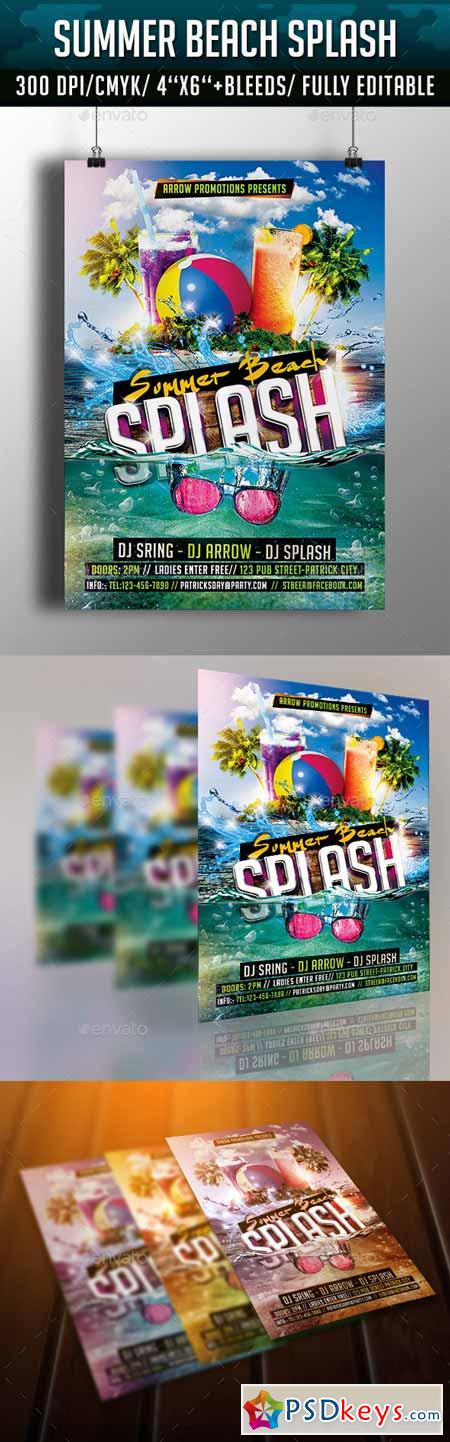 Summer Beach Splash Flyer Template 10934541