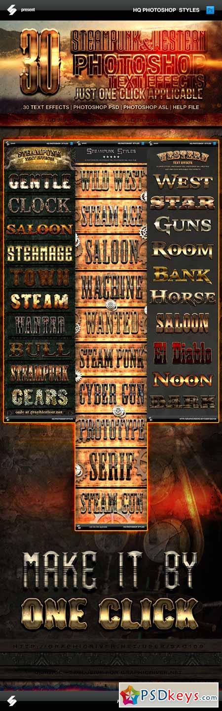 Steampunk and Western Text Effects Bundle 11273453