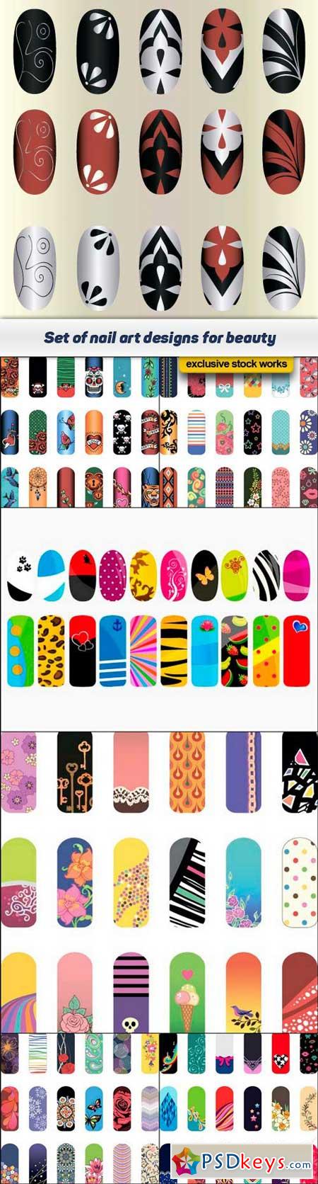 Set of nail art designs for beauty 7x EPS