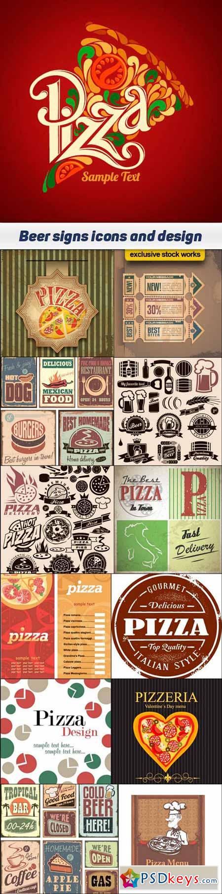 Beer signs icons and design elements vector 13x EPS