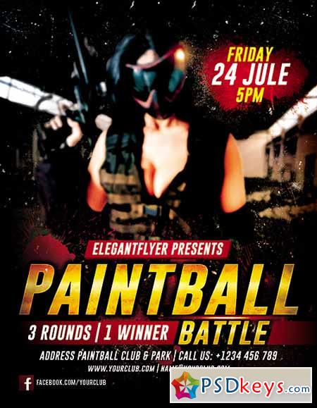 Paintball Battle Flyer PSD Template + FB Cover