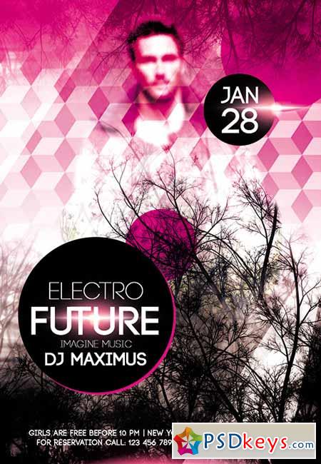 Electro Future Flyer PSD Template + FB Cover