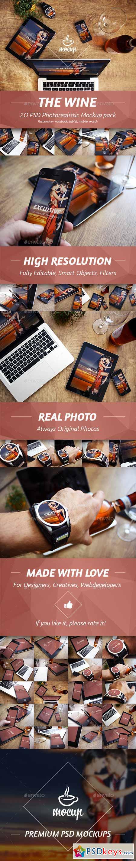 The Wine - 20 PSD Photorealistic Mockup Pack 9984450