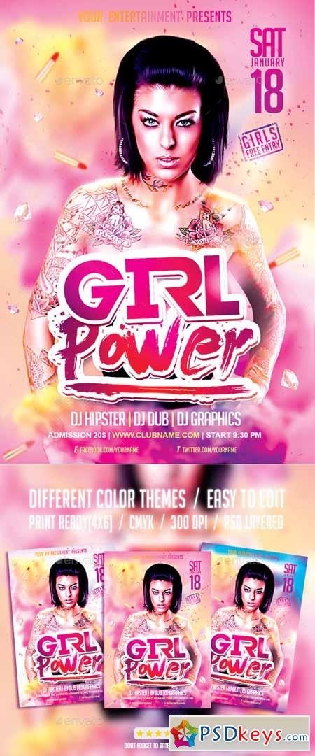 Girl Power Party PSD Flyer Template 9492438