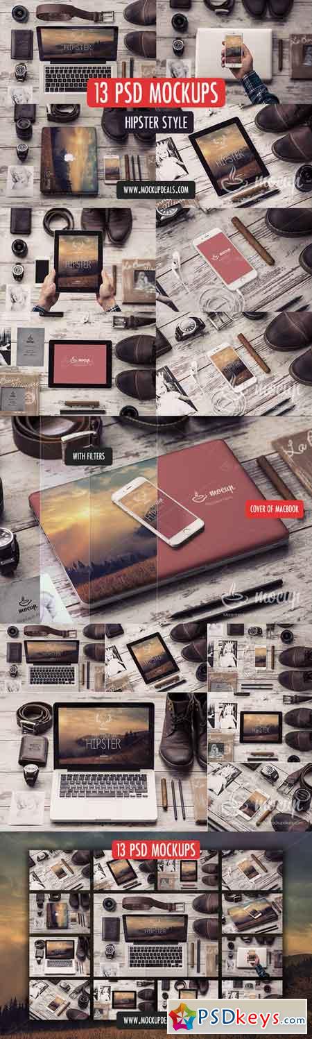 13 PSD Mockups Hipster Style 270457