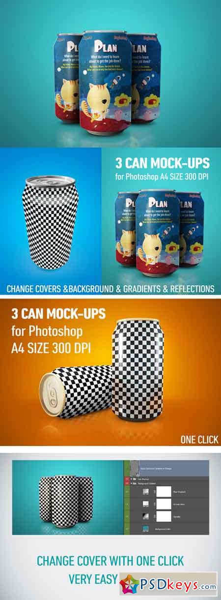 3 Realistic Can Mockups for PS 273568