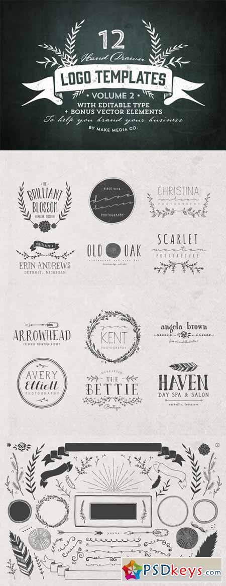 Hand Drawn Logos + Elements Vol. 2 21673