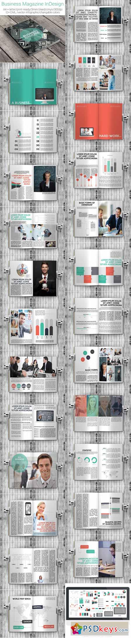 Business Magazine InDesign A4+Letter Template 11540750