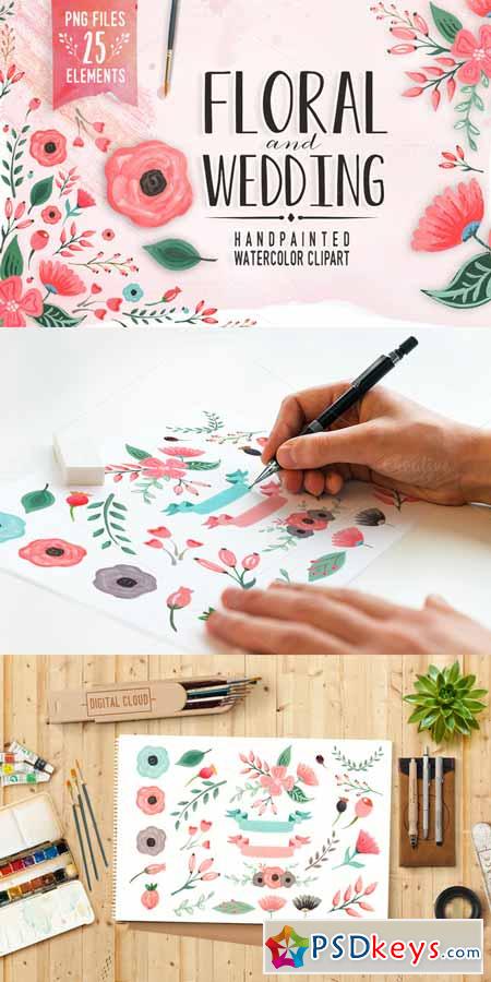 Floral watercolor clipart 132001