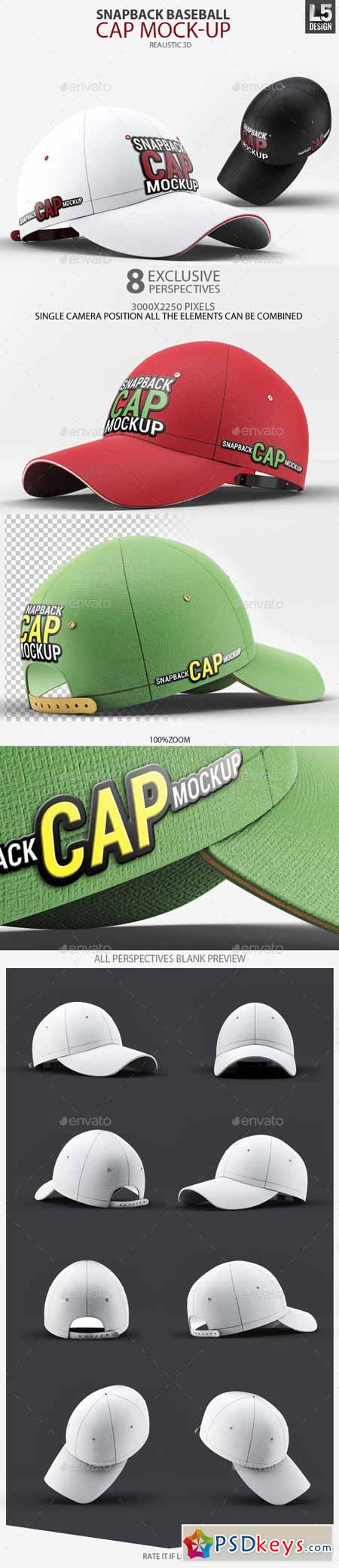Snapback Baseball Cap Mock-Up 11315441