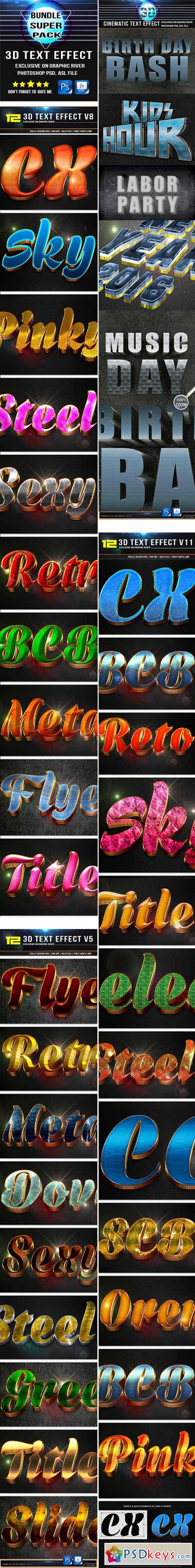 3D Super Bundle Text Effect 11707552